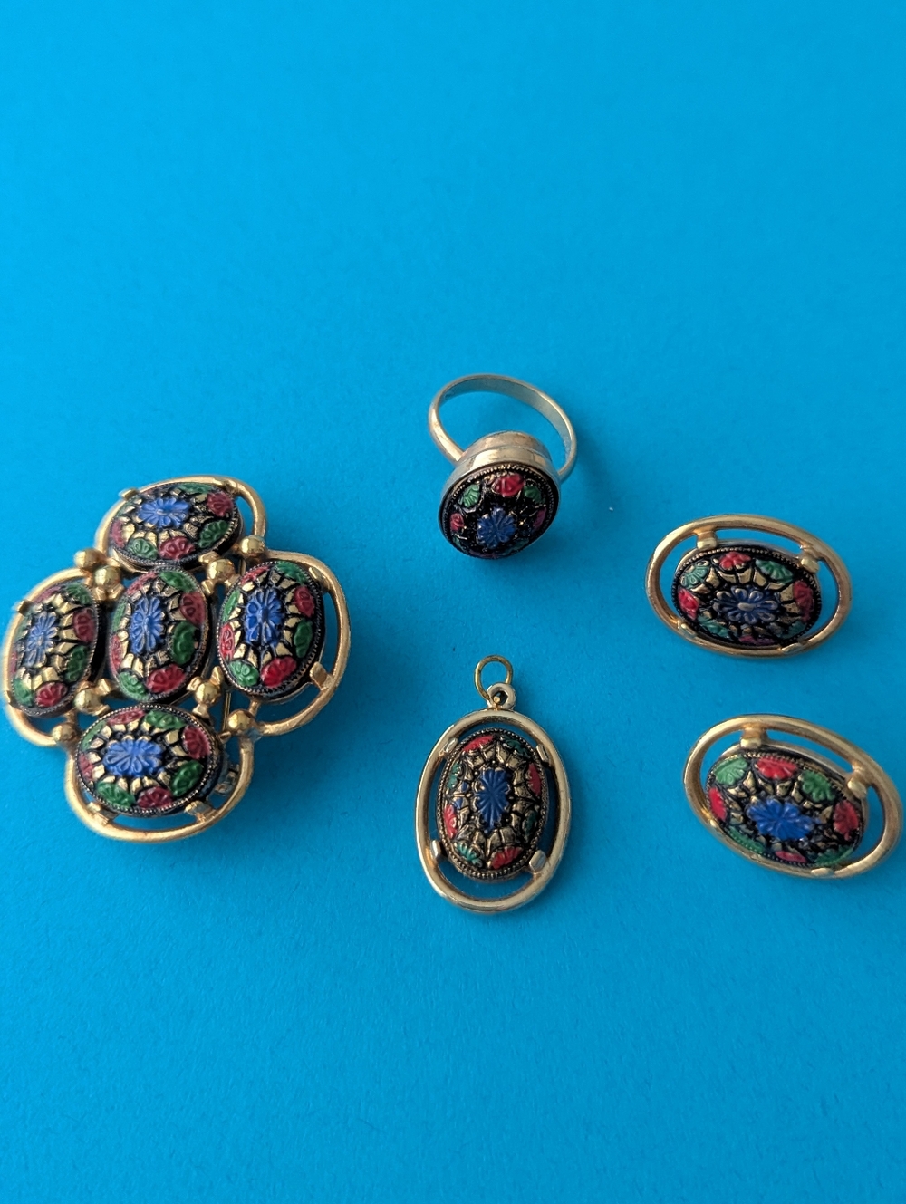 Vintage Sarah Coventry "Light Of The East" Brooch, Pendant, Earrings & Ring!